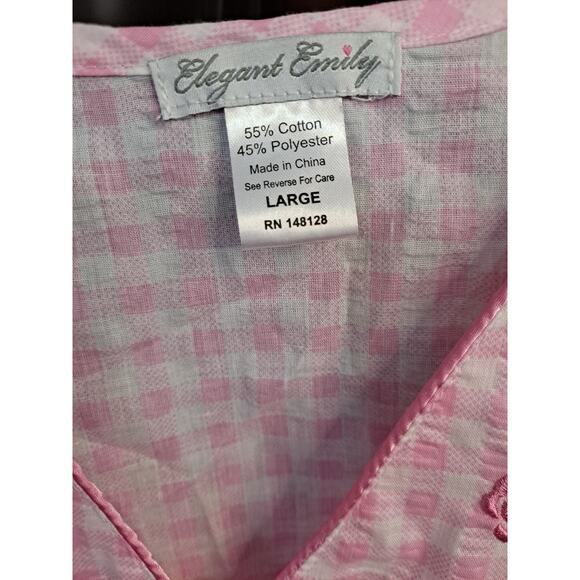 Elegant Emily Women's Button-Down Embroidered Cotton-Poly‎ Robe Size Large - Picture 5 of 6